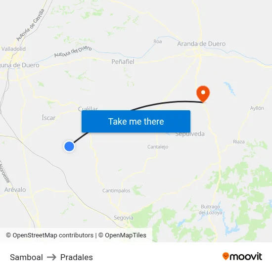 Samboal to Pradales map