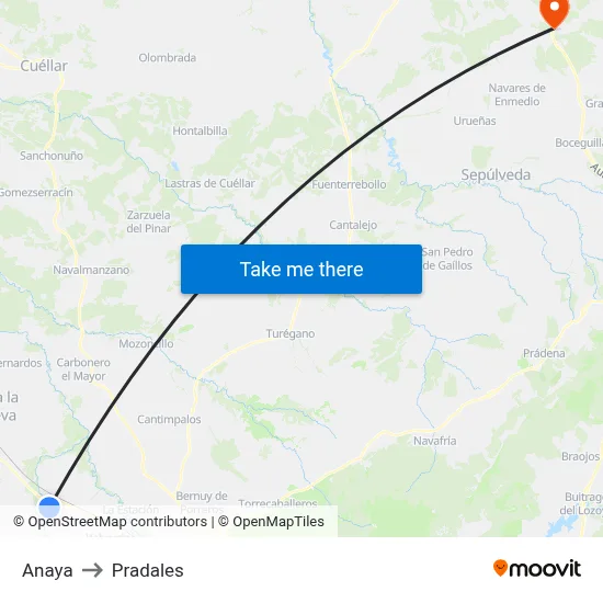 Anaya to Pradales map