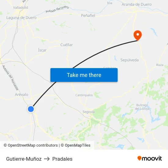 Gutierre-Muñoz to Pradales map