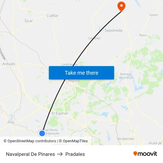 Navalperal De Pinares to Pradales map