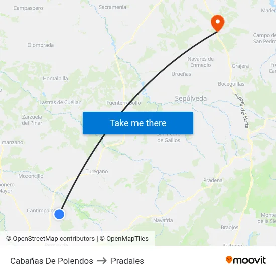 Cabañas De Polendos to Pradales map