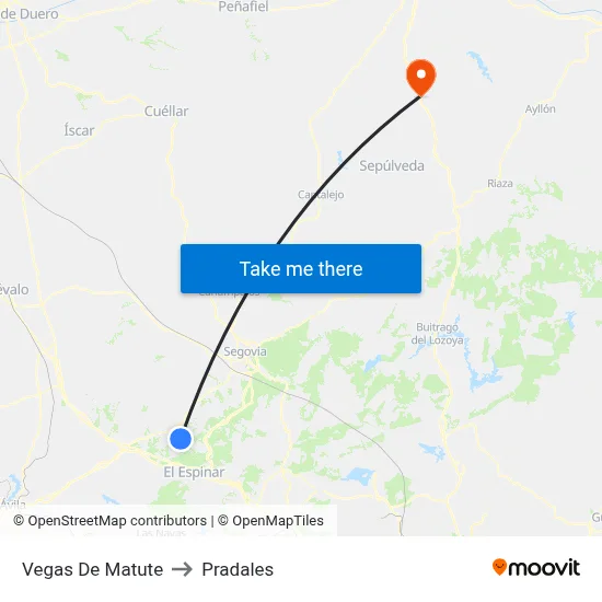 Vegas De Matute to Pradales map