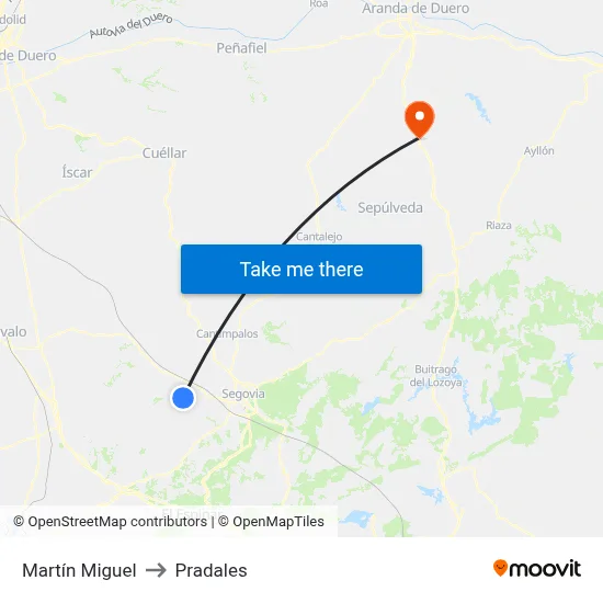 Martín Miguel to Pradales map