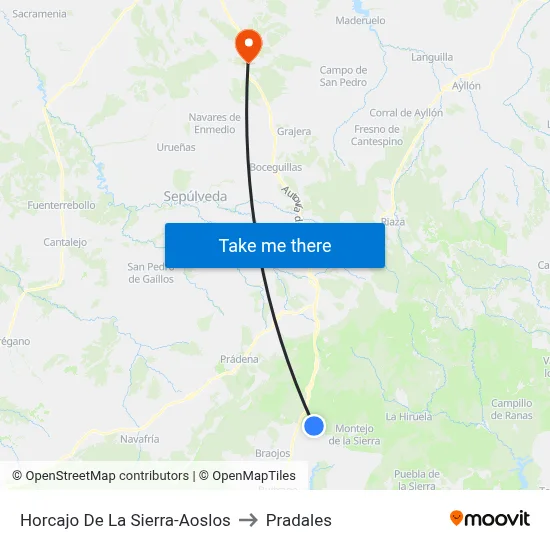 Horcajo De La Sierra-Aoslos to Pradales map