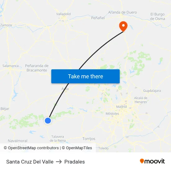 Santa Cruz Del Valle to Pradales map