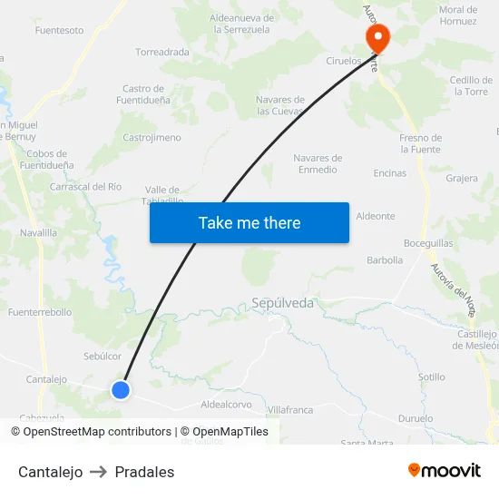 Cantalejo to Pradales map