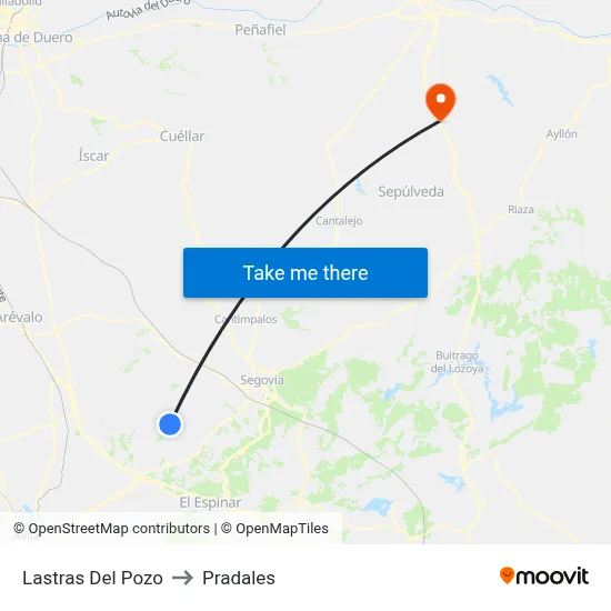 Lastras Del Pozo to Pradales map