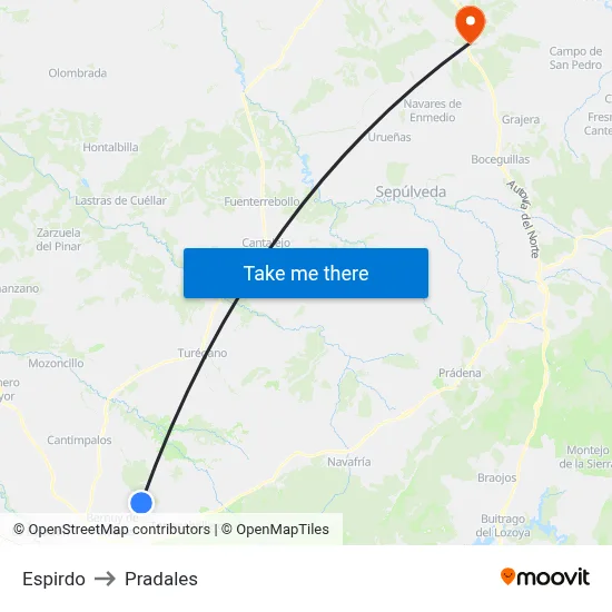 Espirdo to Pradales map