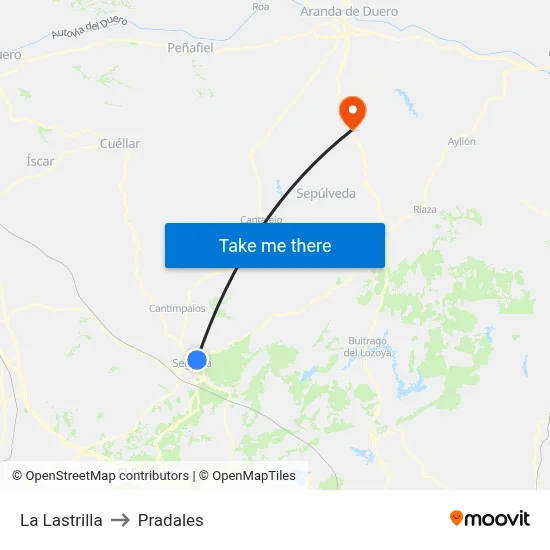 La Lastrilla to Pradales map