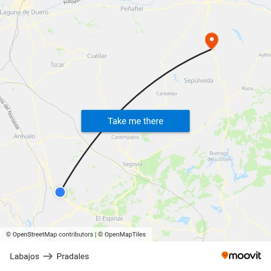 Labajos to Pradales map