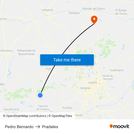 Pedro Bernardo to Pradales map