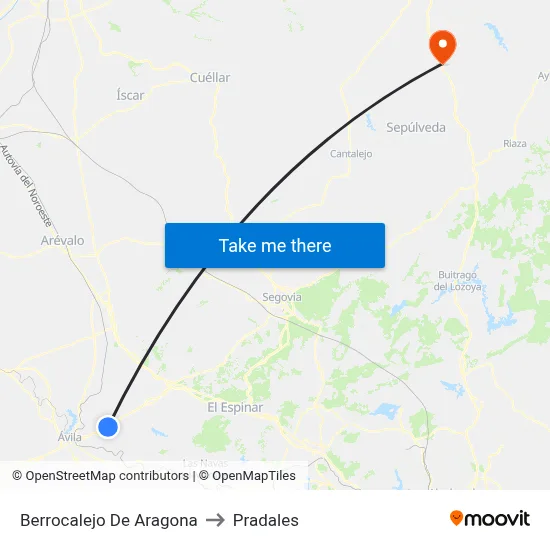 Berrocalejo De Aragona to Pradales map