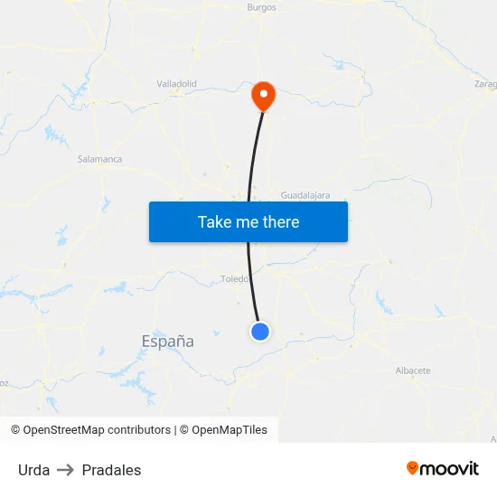 Urda to Pradales map