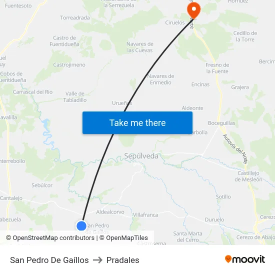 San Pedro De Gaíllos to Pradales map