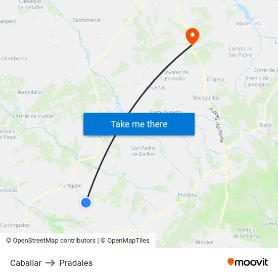 Caballar to Pradales map
