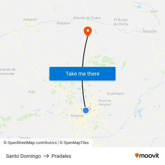 Santo Domingo to Pradales map