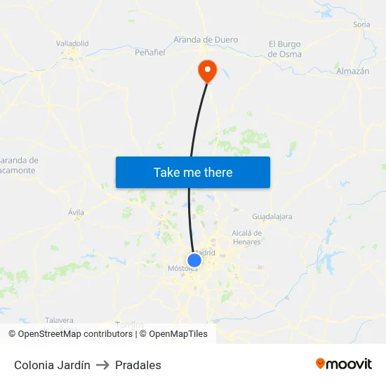 Colonia Jardín to Pradales map