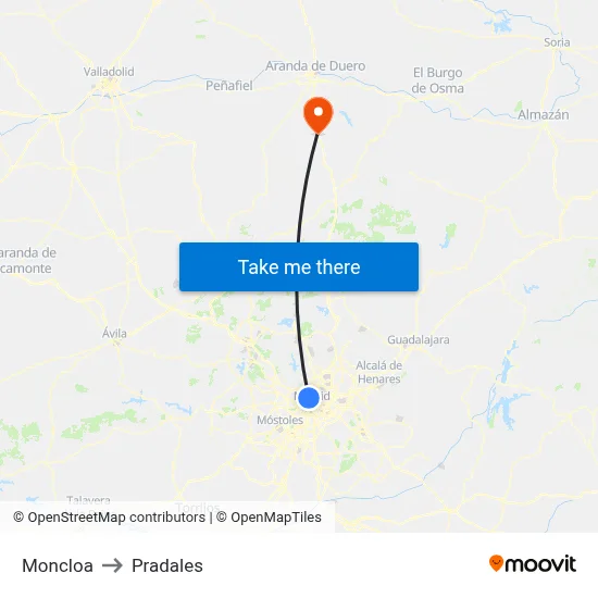 Moncloa to Pradales map