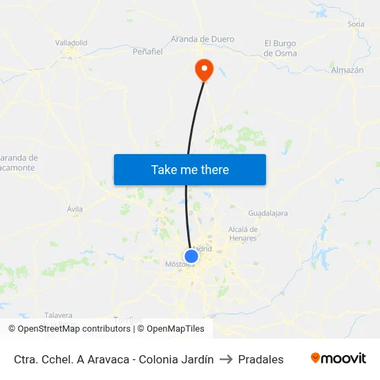 Ctra. Cchel. A Aravaca - Colonia Jardín to Pradales map