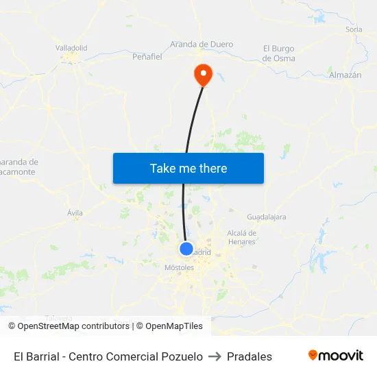 El Barrial - Centro Comercial Pozuelo to Pradales map