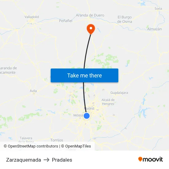 Zarzaquemada to Pradales map