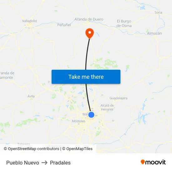 Pueblo Nuevo to Pradales map