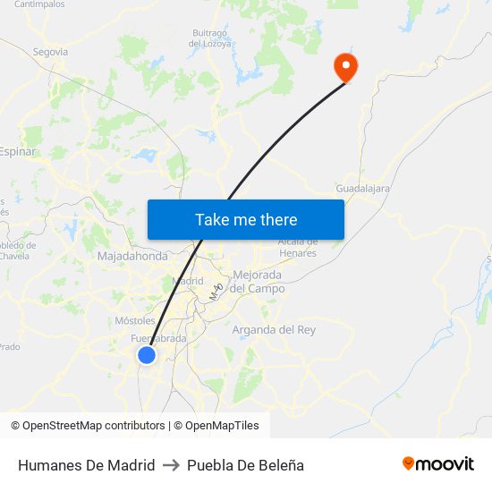 Humanes De Madrid to Puebla De Beleña map