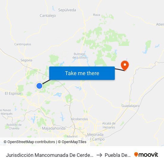 Jurisdicción Mancomunada De Cerdedilla Y Navacerrada to Puebla De Beleña map