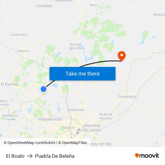 El Boalo to Puebla De Beleña map