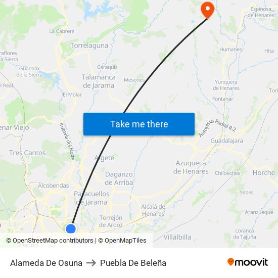 Alameda De Osuna to Puebla De Beleña map