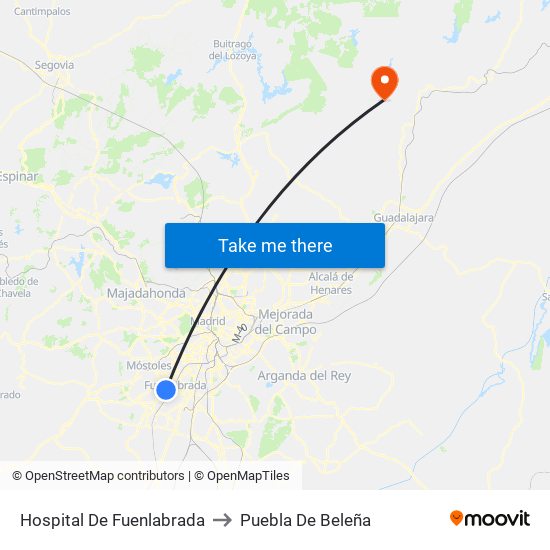 Hospital De Fuenlabrada to Puebla De Beleña map