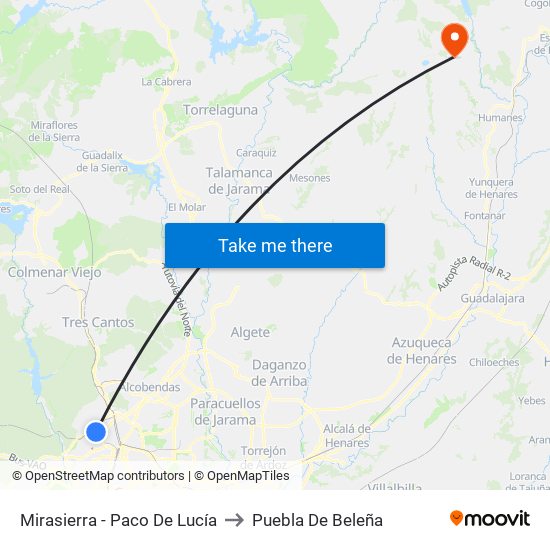 Mirasierra - Paco De Lucía to Puebla De Beleña map