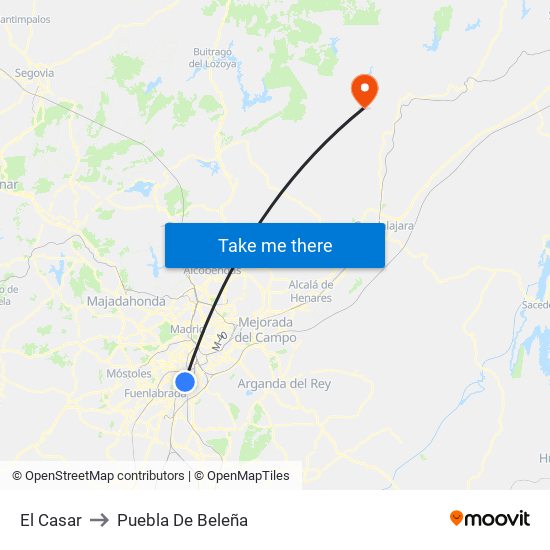 El Casar to Puebla De Beleña map