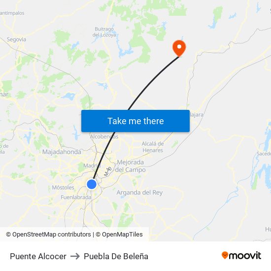 Puente Alcocer to Puebla De Beleña map
