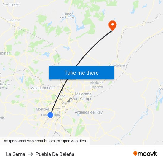 La Serna to Puebla De Beleña map