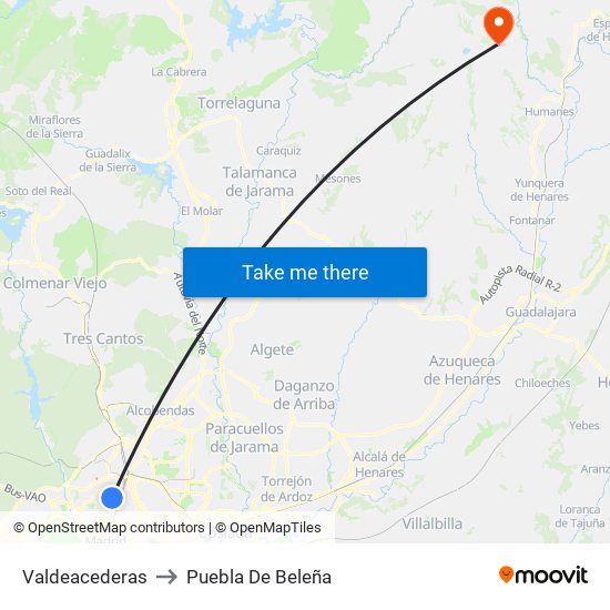 Valdeacederas to Puebla De Beleña map