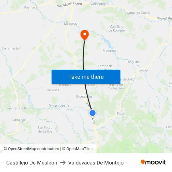 Castillejo De Mesleón to Valdevacas De Montejo map