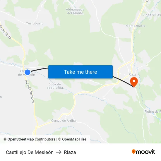 Castillejo De Mesleón to Riaza map