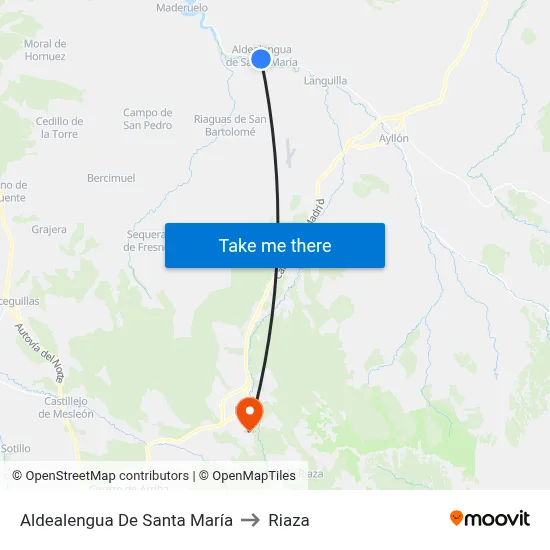 Aldealengua De Santa María to Riaza map