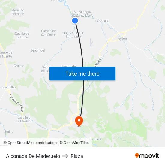 Alconada De Maderuelo to Riaza map
