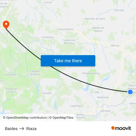 Baides to Riaza map