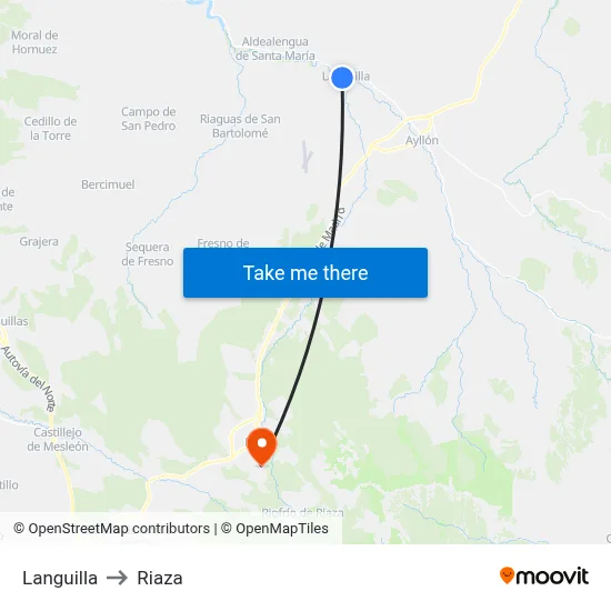 Languilla to Riaza map