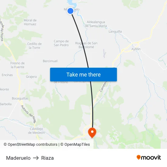 Maderuelo to Riaza map