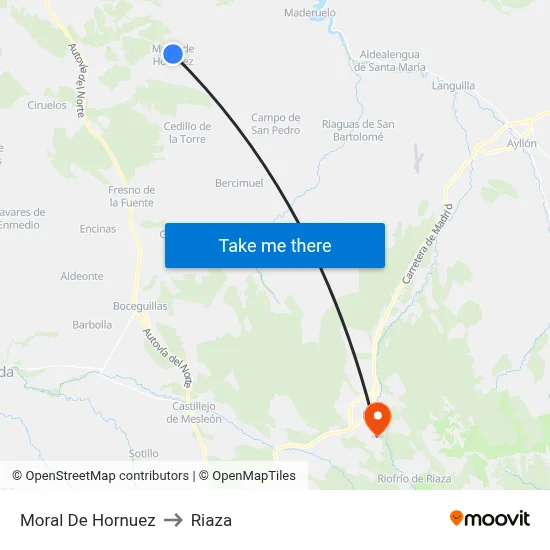 Moral De Hornuez to Riaza map