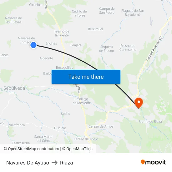 Navares De Ayuso to Riaza map