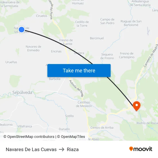 Navares De Las Cuevas to Riaza map