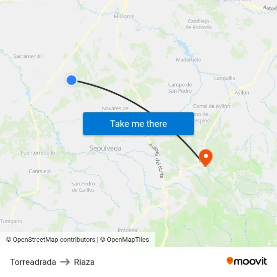 Torreadrada to Riaza map