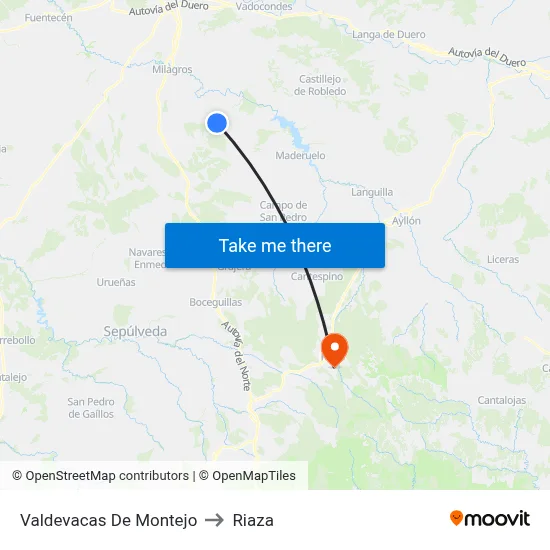 Valdevacas De Montejo to Riaza map