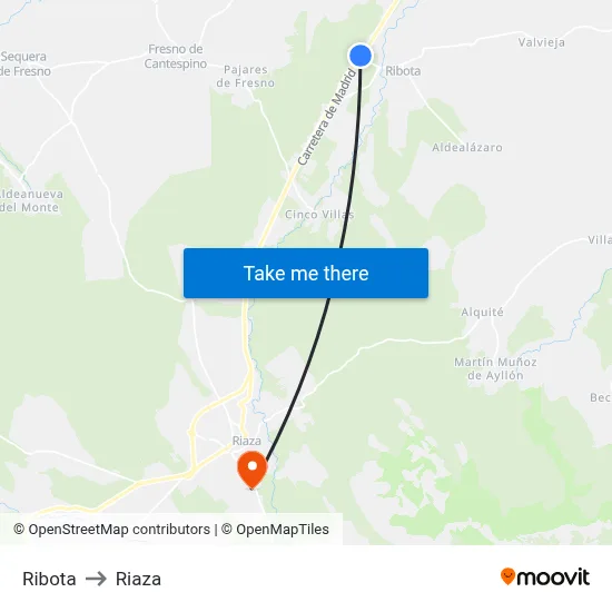 Ribota to Riaza map