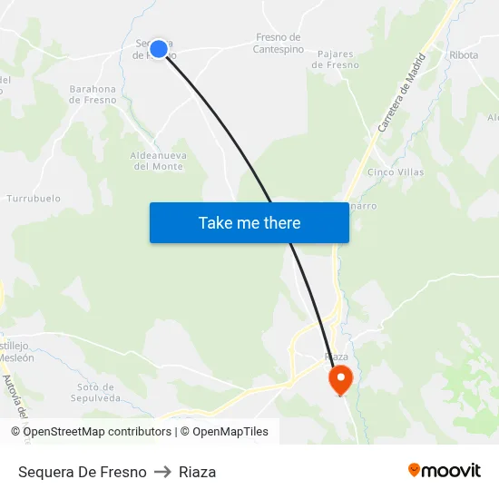 Sequera De Fresno to Riaza map